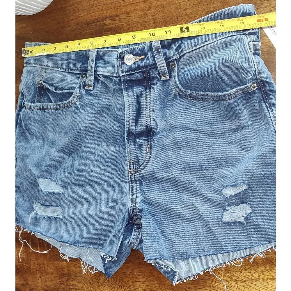Old Navy Jean Shorts Size 4 High Rise Slouchy Straight Cut-Offs Distressed Butto